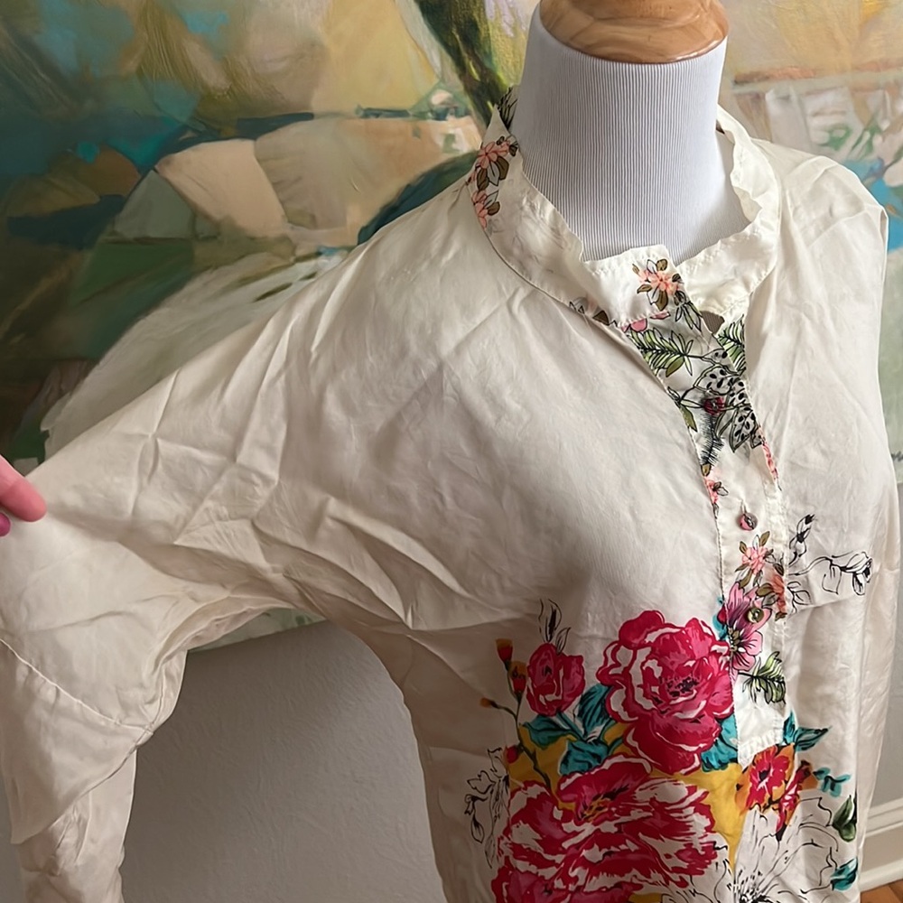 Johnny Was Silk Tunic floral cream small - Picture 12 of 16